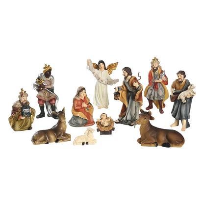 Krippenset, handbemalte Weihnachtskrippe, Harzfiguren, Feiertagsdekoration, detaillierte religiöse Sammlung, Geschenke, Dekoration