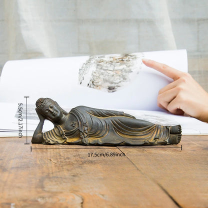 Zen Reclining Buddha Sakyamuni Buddha Statue Ornaments Desktop Ornament Purely Handmade Crafts Desk Tea Table Art Figurine Decor