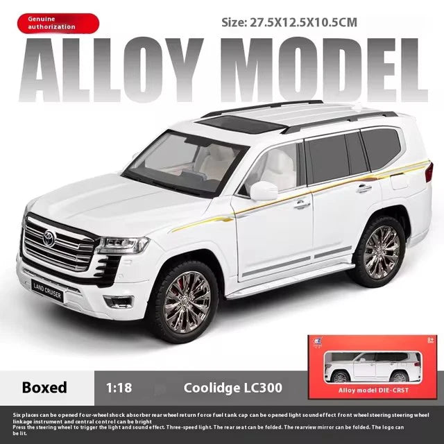 1:18 Alloy Diecast Land Cruiser LC300 Models Toys Cars 6 Doors Opened SUV with Light Music Pull Back Vehicles Toddler Kids Gifts