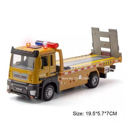 1:32 Tipper Trucks Flatbed Trailer Toys Cars Models Rubber Tires Light Music Dump Truck Pull Back Vehicle Boys Educational Toys