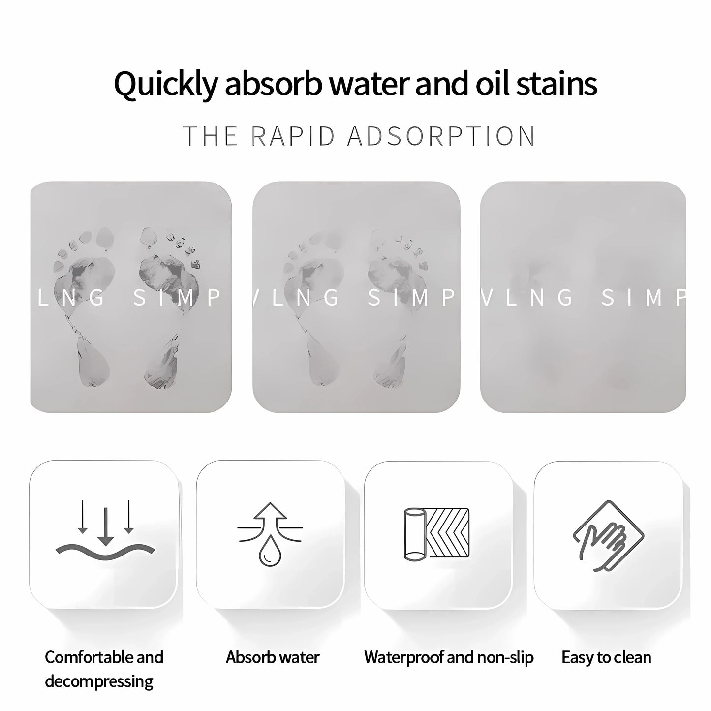 2PCS Kitchen Floor Mat Diatom Mud Pad Super Absorbent Bath Pad Anti-Slip Carpet Kitchen Mats Wipeable Wash Long Strip Carpet