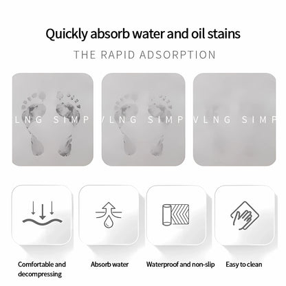 2PCS Kitchen Floor Mat Diatom Mud Pad Super Absorbent Bath Pad Anti-Slip Carpet Kitchen Mats Wipeable Wash Long Strip Carpet