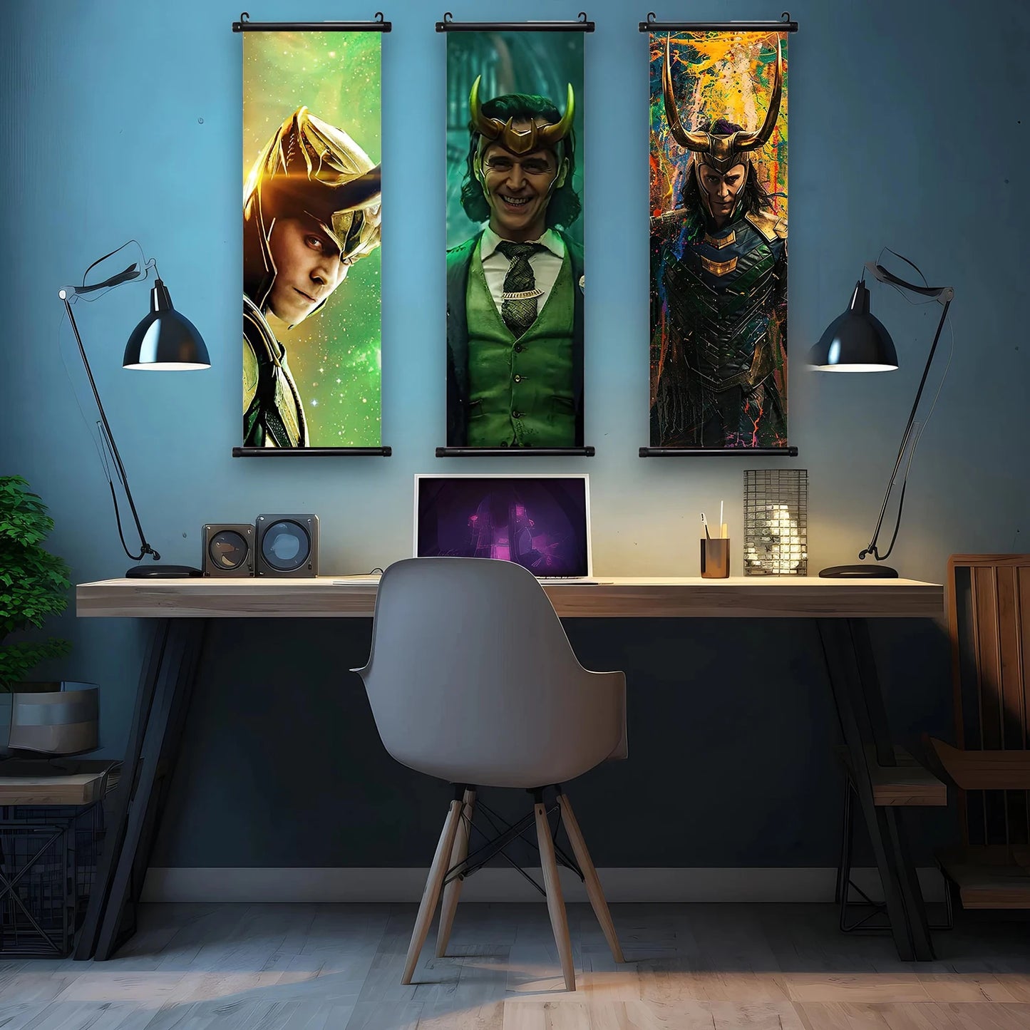 Marvel The Avengers Movie Loki Hanging Scroll Poster Artwork Home Decoration Decor Avengers Wallpaper Canvas Painting Print Gift