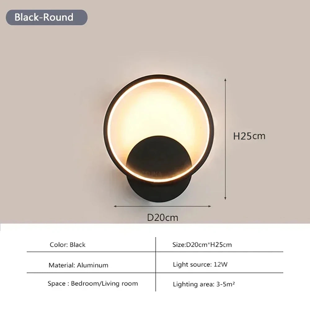 Modern LED Wall Lamp Round Light Aluminium Home Decor For Bedside Living Room Hallway Study Starway Wall Sconce Lighting Fixture