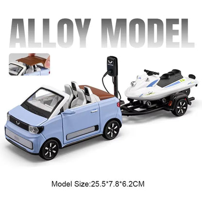 1:24 WULING Bingo MINI EV Model Alloy Diecast Cars Toy Wheel Pull Back Miniature Car with Light Sound Vehicle Toddler Kids Gifts
