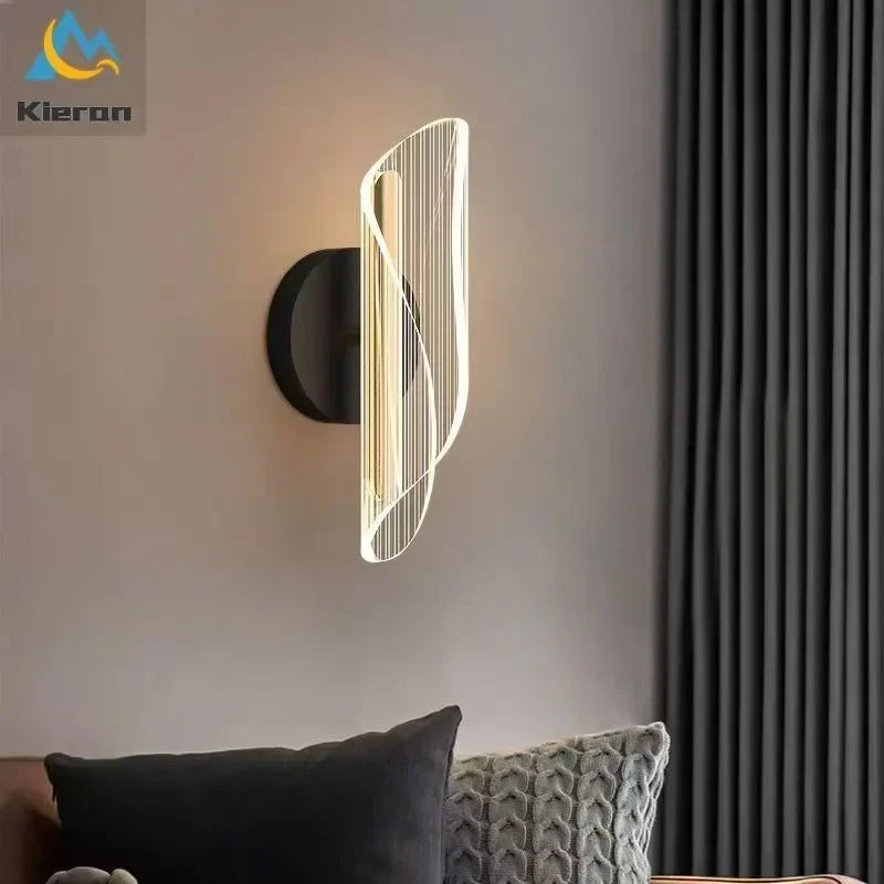 Modern Thin Waist LED Wall Lamp Bedroom Study Restaurant Hotel Bedside Streamer Wall Lamps Living Room Decor Scroll Wall Lights