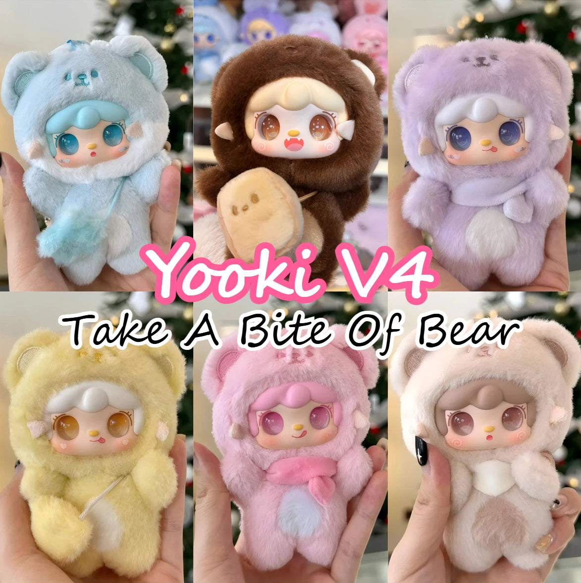 Yooki V4  Take A Bite Of Bear Series Cute Plush Blind Box Trend desk Mystery Box Decor Toys Collectible Decor plush doll gifts