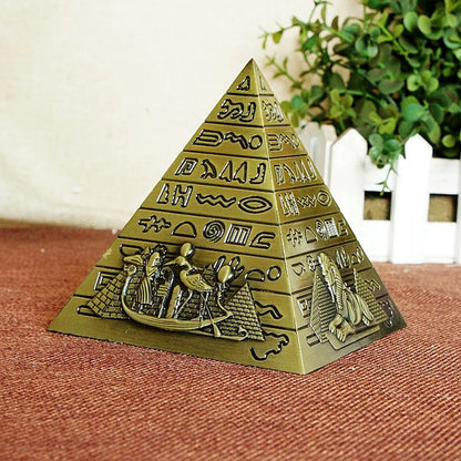 Egyptian Pyramids Figurine Desktop Statue Home Office Pyramid Model Building Decoration for Friends Souvenir(Bronze)