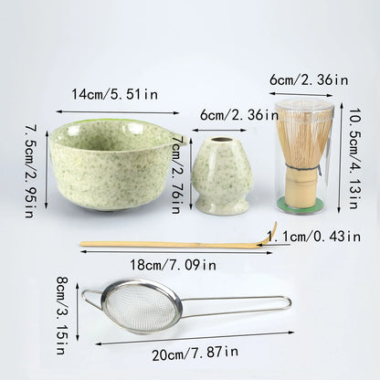 4PCS Ceramic matcha set with mouth bowl high-value tea ordering tool Japanese matcha bowl, the perfect gift for gifting