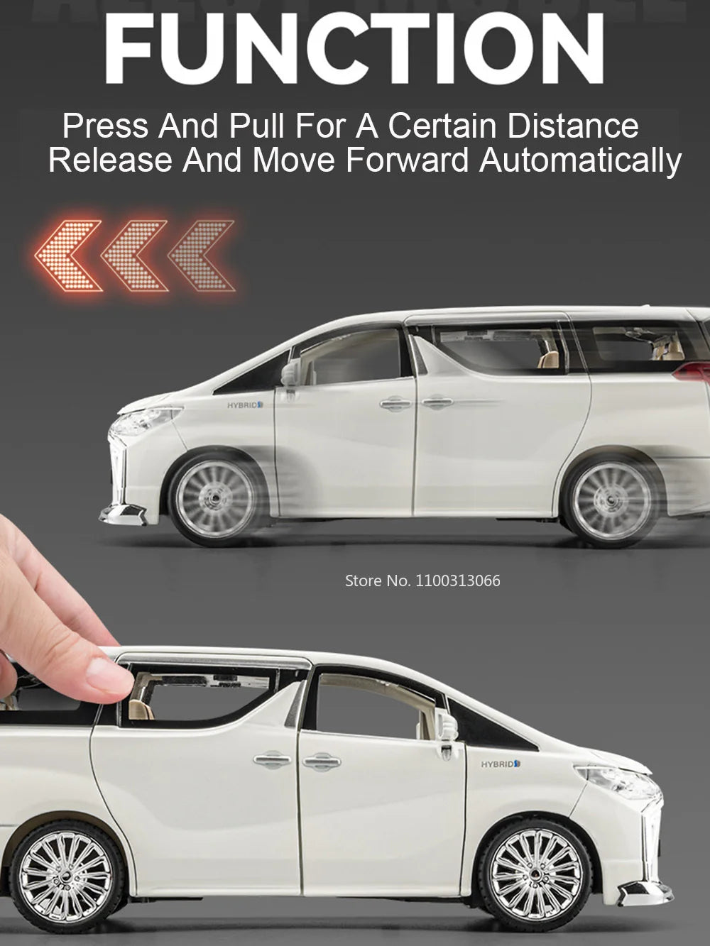 1:24 Alphard Coaster Model Cars Alloy Toy Doors Opened MPV Models with Light Music Vehicle for Kids Birthday Gift Decoration Toy