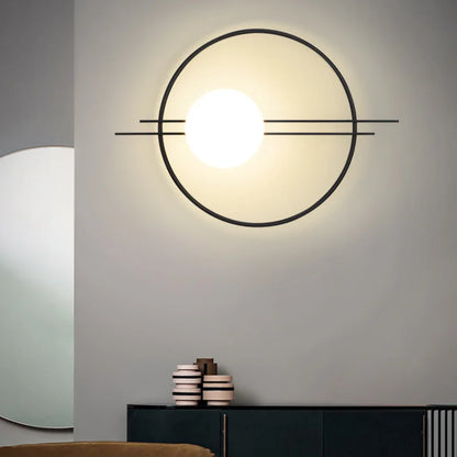 Modern led Wall Lamp Gold/Black Round Wall Light Creative Background Wall Lamps Bedroom Bedside Living Room LED Wall Sconce Lamp