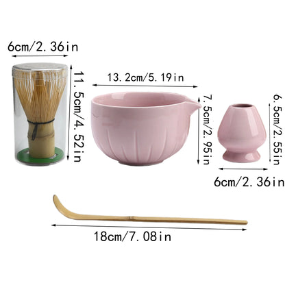 4pcs/set Japanese Style Matcha Tea Set With Tool Rack, Including Bowl, Whisk, Spoon, Great Gift For Ceremony, Traditional Japane