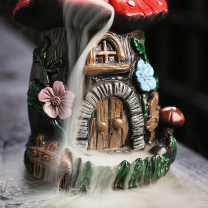 Resin Christmas Mushroom House Candle Aromatherapy Stove - Artistic Conception Nordic Style Backflow Incense Stove Crafts