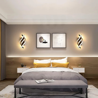 Curved Spiral Design LED Wall Lamp for Bedroom Bedside Corridor Living Room Staircase Corridor Lighting Fixture Home Decor Light