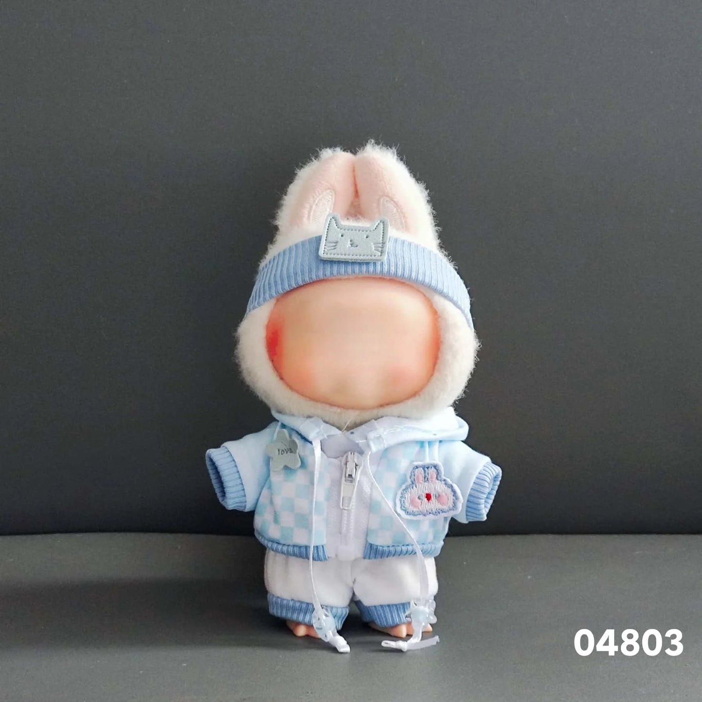 17cm Lafufu Doll Clothes - Monster Outfit Accessories, DIY Costume Set, Kids Gift, Pink Bunny Jumpsuit for V1 V2 V3 Dolls