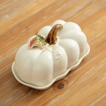 Cute and Novel Pumpkin with Lid Ceramic Dining Plate Snack Plate Kitchen Utensils Restaurant Utensils New Year's Festival Gifts