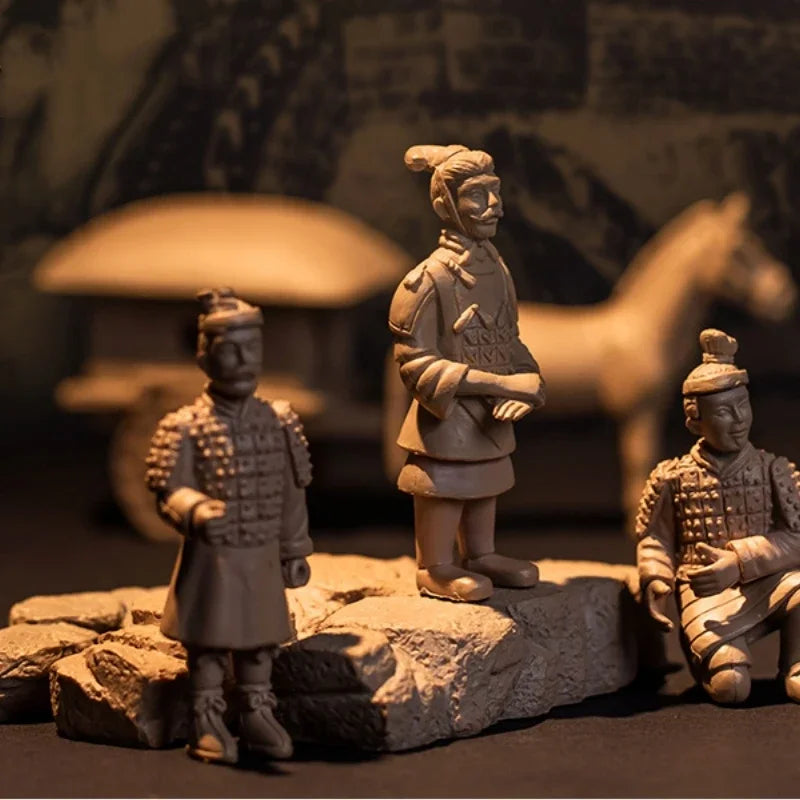 Xi'an – ensemble de guerriers miniaturisés en terre cuite, décoration Micro-paysage DIY, petits ornements Vintage, Accessoires Miniatures en PVC
