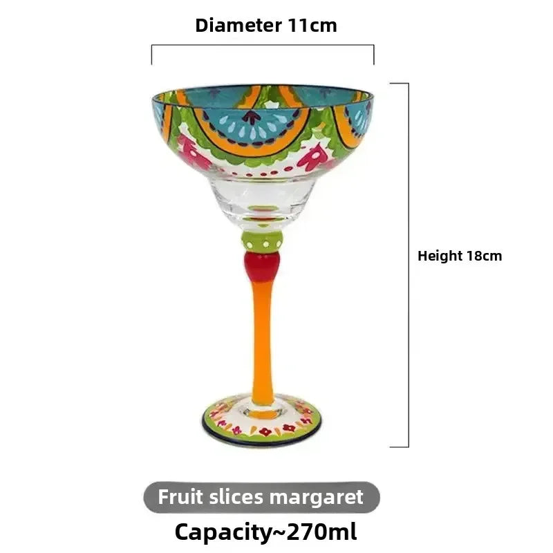 Handmade Colorful Margarita & Champagne Cocktail Glasses Set Creative Design for Home Bar Wedding Party Elegant Unique Drinkware