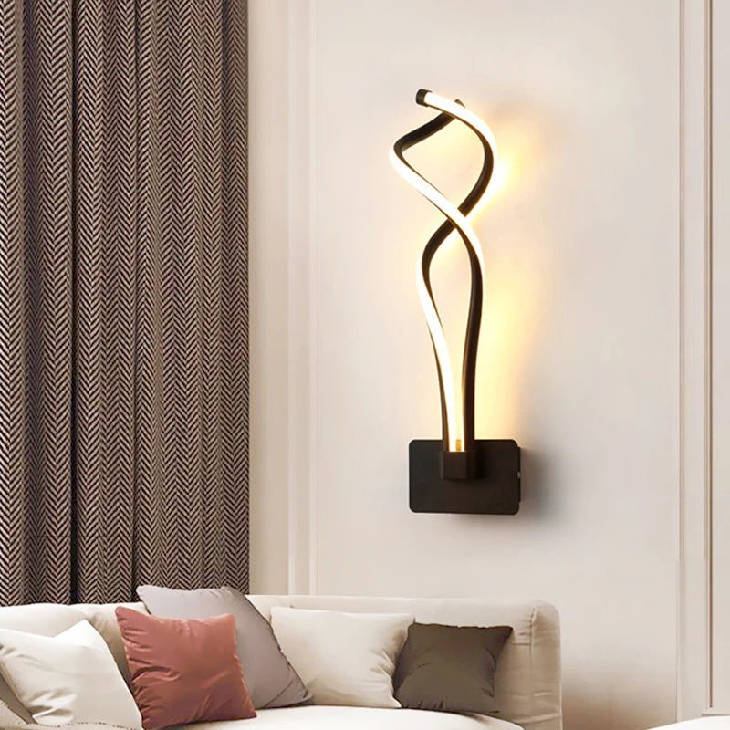 Modern Minimalist LED Wall Lamp Aluminum Living/Bedroom Bedside Table Indoor Black/White AC90-260V Corridor Lighting Decoration