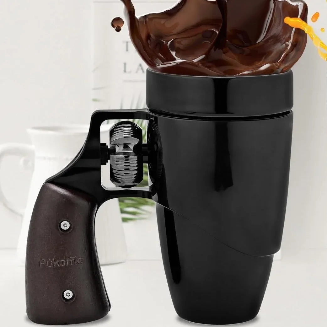 Offee Mugs for Men, Ceramic Novelty Funny Gun Cup Revolver Mugs, Birthday Gifts for Father, Black Cool Unique Coffee Mug for Men
