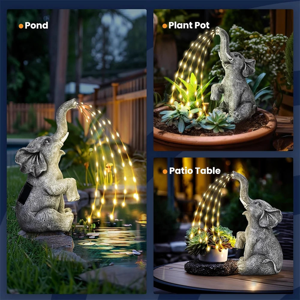 Solar Resin Elephant Ornament Light Outdoor String Lights Courtyard Crafts Garden Lawn Elephant Animal Landscape Light