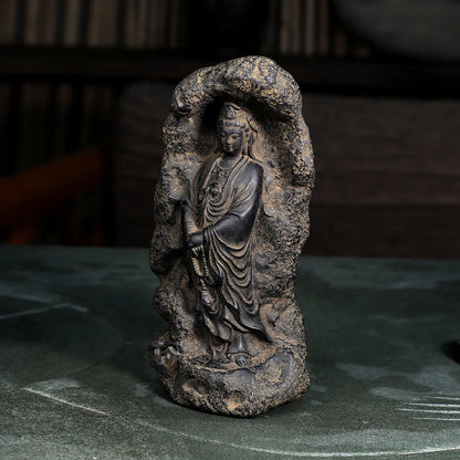 Puci Guanyin Zen Decorative Buddha Ornaments Retro Home Living Room Study Tea Room Table Decoration Accessories Art Figurine