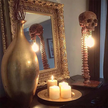 Horror 3D Statue Halloween Skull Skeleton Lamp New Table Light Creative Party Ornament Prop Home Bedroom Decoration Scary Prop