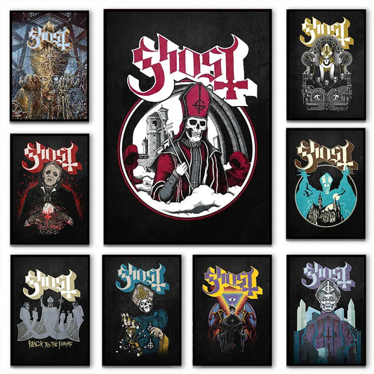 Abstract Ghost Band Poster Heavy Metal Band Wall Art Canvas Painting Prints HD Pictures for Living Coffee House Bar Home Decor