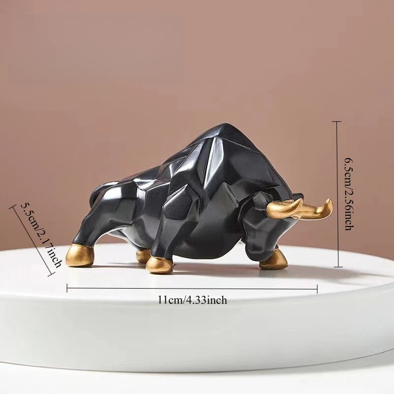 Geometric Bull Mini Model Ornaments Wall Street Bull Stock Market Feng Shui Lucky Resin Crafts Interior Figurines Accessories