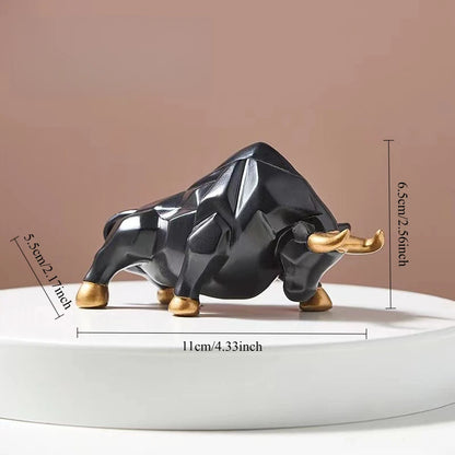 Geometric Bull Mini Model Ornaments Wall Street Bull Stock Market Feng Shui Lucky Resin Crafts Interior Figurines Accessories