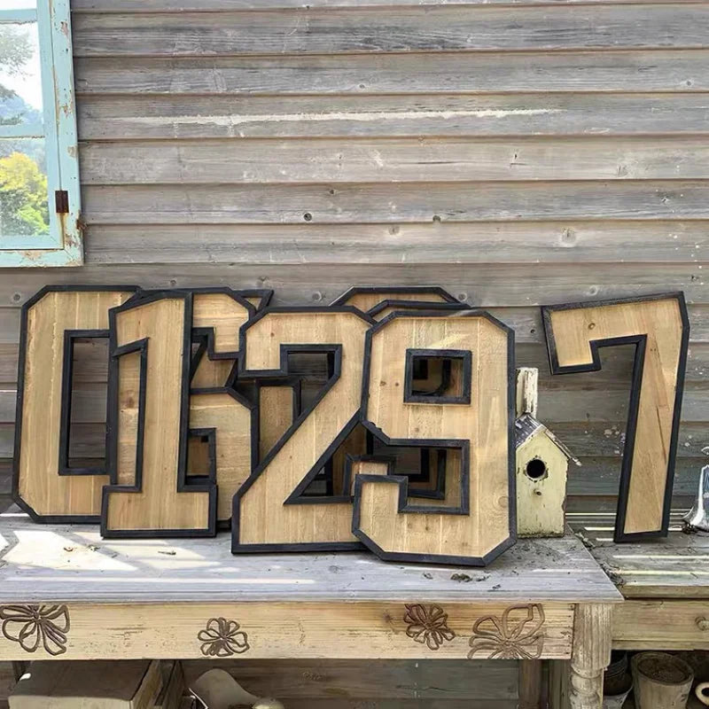 Uppercase English Letter Combination Distressed Solid Wood Bar Ornaments Cafe Shop Logo Decor Desktop Crafts Art Decoration