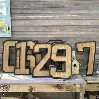 Uppercase English Letter Combination Distressed Solid Wood Bar Ornaments Cafe Shop Logo Decor Desktop Crafts Art Decoration