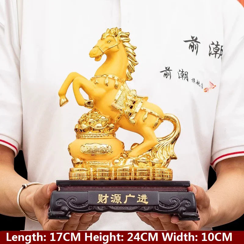 Gold Horse Home Decor Resin Crafts Porcelain Animal Figurines Wedding Decoration Lovers Gift L2544