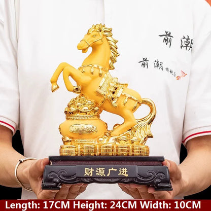 Gold Horse Home Decor Resin Crafts Porcelain Animal Figurines Wedding Decoration Lovers Gift L2544