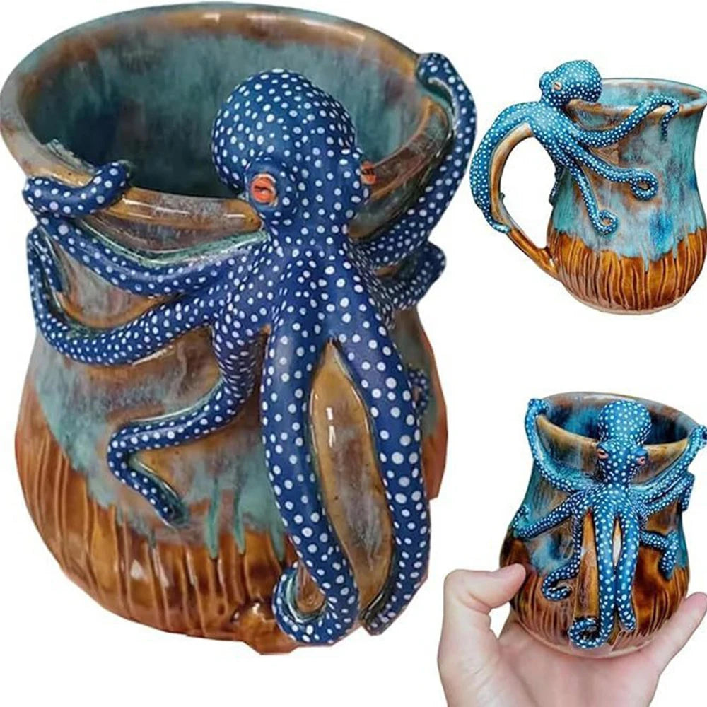 New Deep Blue Octopus Mug Home Deep Blue Octopus Resin Mark Coffee Cup