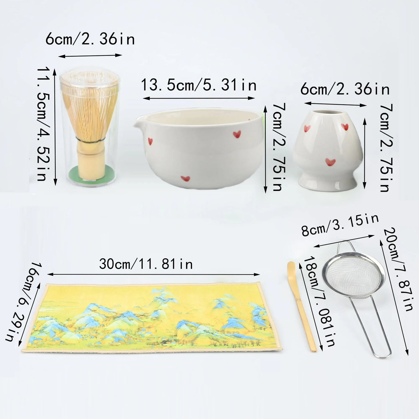 6PCS/Set Japanese-style Matcha Bowl , Spoon, Tea Whisk, Sieve Mesh, Perfect Gift For Ceremony, Traditional Decoration