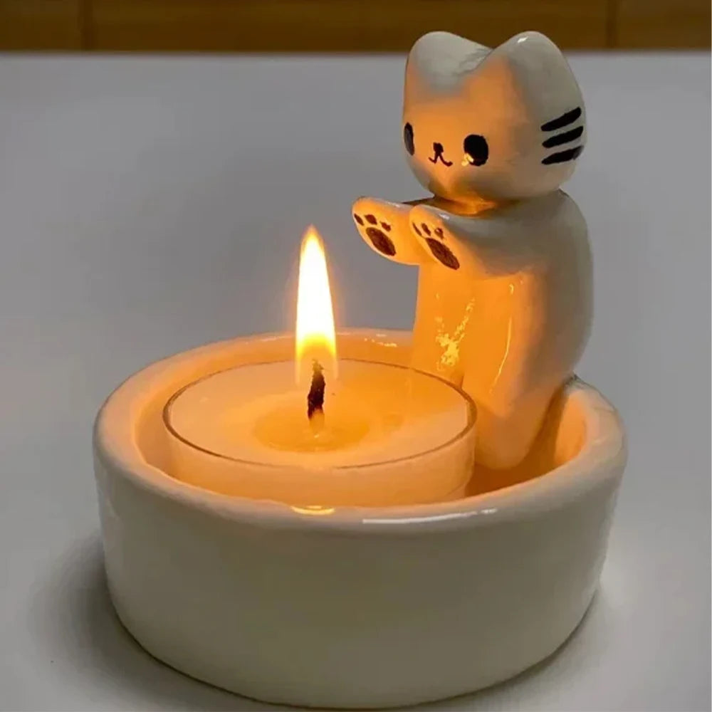 Kätzchen-Kerzenhalter, süßer gegrillter Katzen-Aromatherapie-Kerzenhalter, dekorative Desktop-Ornamente, Geburtstagsgeschenke
