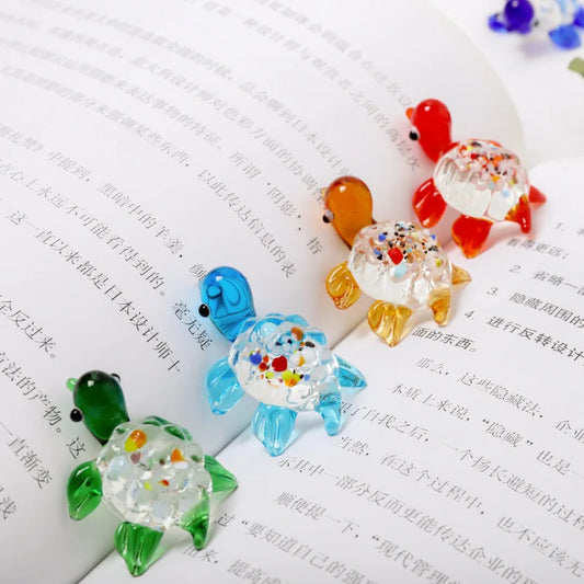 6PCSFashion Colorful Sea Turtle Figurines High Borosilicate Glass Sea Turtle Sea Animal Collectibles Tiny Turtle Glass Ornaments