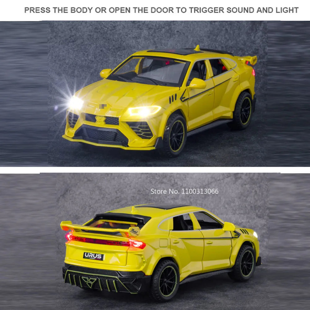1:32 Scale Lambor URUS Sian Metal Model Car Diecast Toys Doors Opened Sports Car Music Light Vehicles Toy Boys Collectible Gifts
