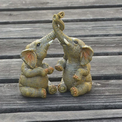 Elephant Couple Figurine Elephant Couple Statue Elephant Ornaments For Home Deskpot Cupboard Props Decor Accessories