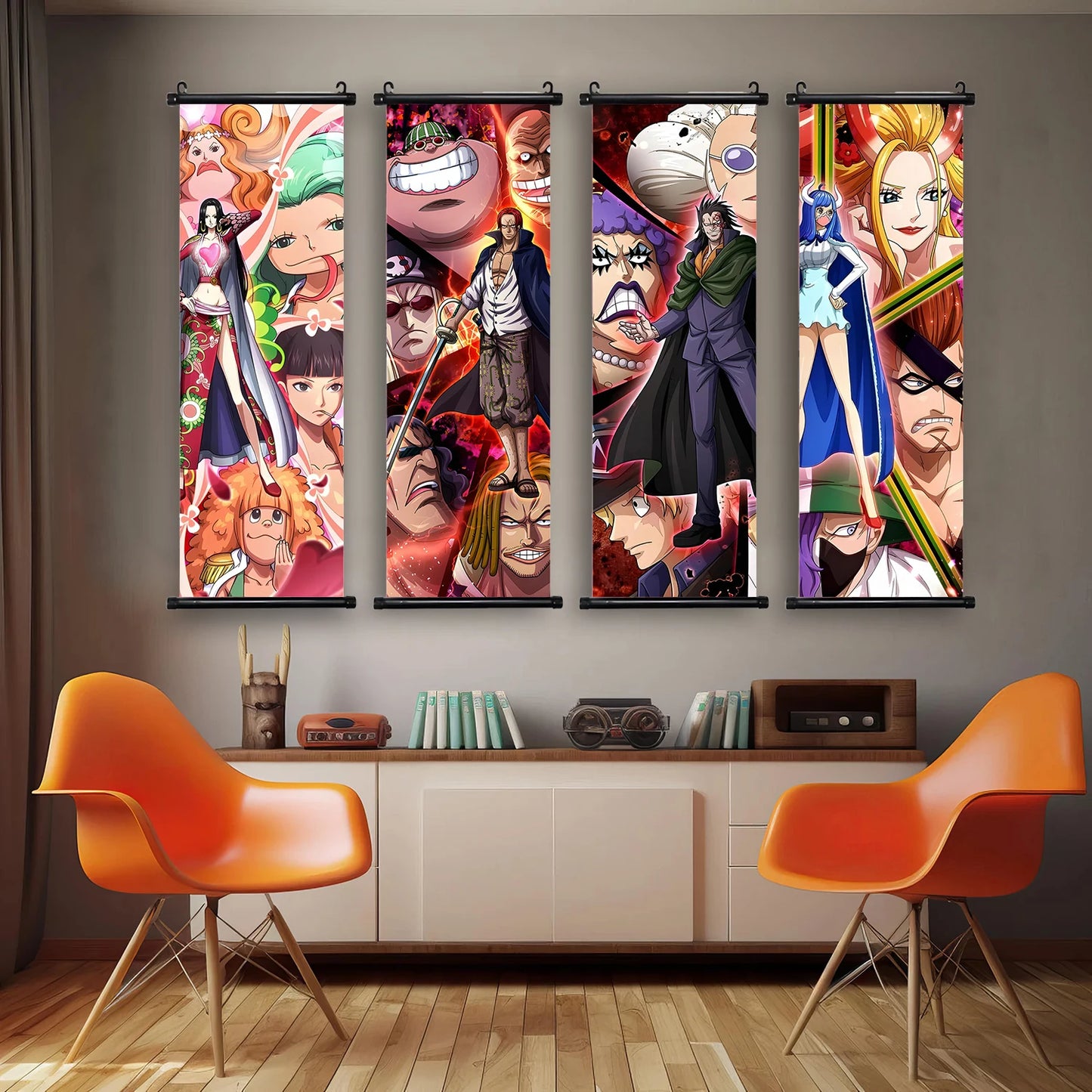 Luffy Hanging Scroll Poster ONE PIECE Anime Cartoon Wall Artwork Canvas Decor Home Decoration Zoro Wallpaper Doflamingo Art Gift
