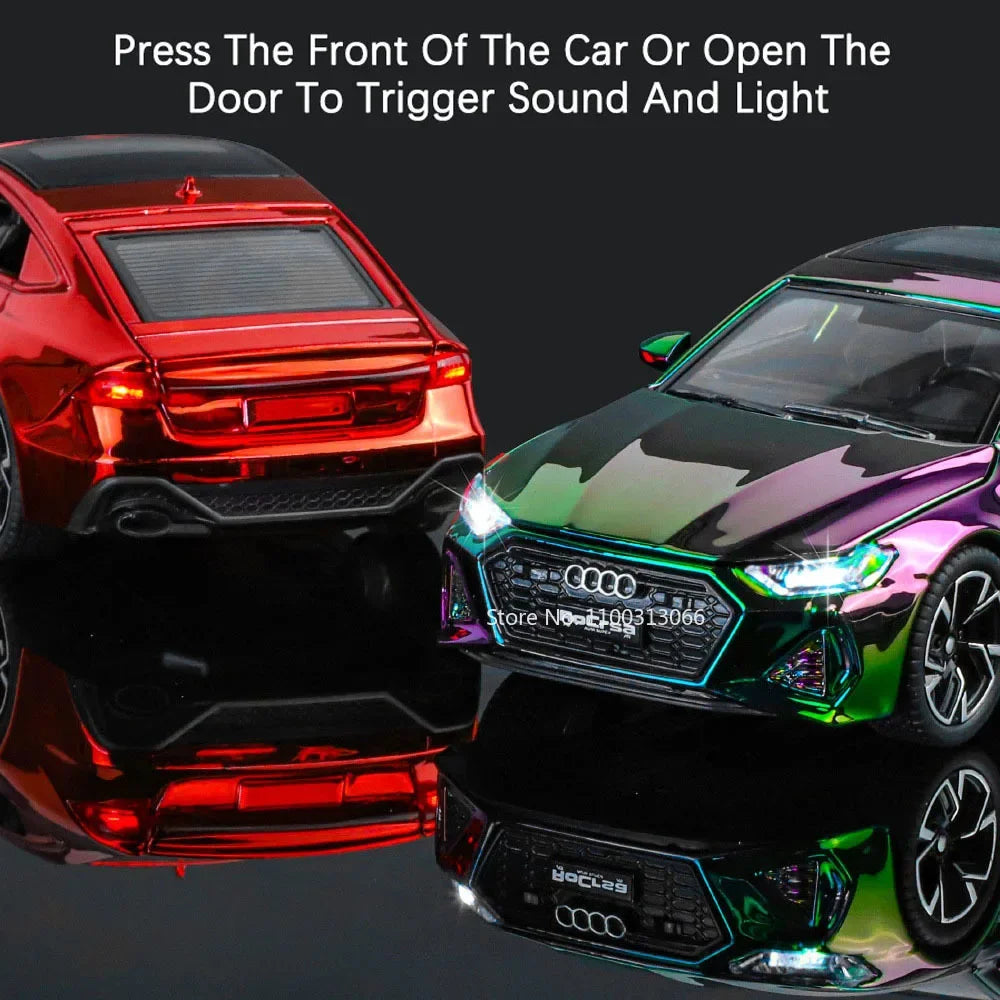 1:32 Scale RS7 Models Toys Cars 6 Doors Opened Miniature Supercar Rubber Tires with Light Music Vehicles Boys Decoration Gifts