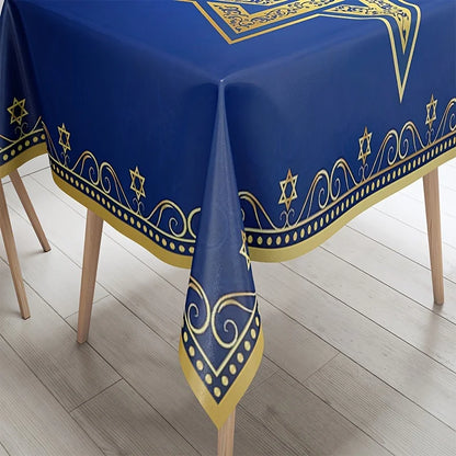 Happy Passover Waterproof Tablecloth Holiday Party Decor Jewish Star of David Rectangle Table Cloths Kitchen Dining Table Decor