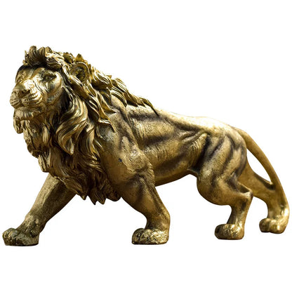 YuryFvna Resin Lion Statue Crown Lion Sculpture Decoration Abstract Animal Figurine Room Desk Home Decoration Gift