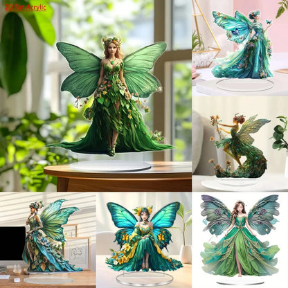 Vibrant Green Butterfly Fairy 2D Flat Acrylic Table Decoration ,Home,studio,Cafe,room, Ornament Desktop Gift Kit Sign