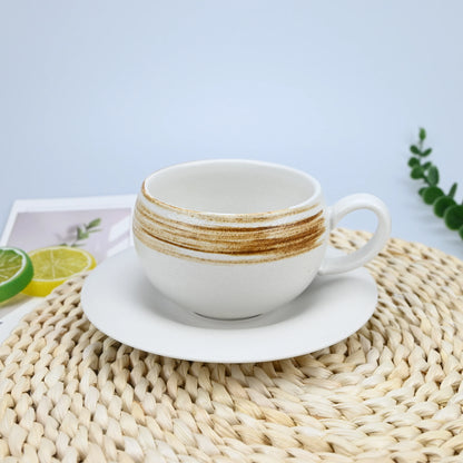 2PCS/Set High-end Coffee Cups And Saucers, High-value Ceramic Mugs, Business-style Latte Art Coffee Cups, Hand-pinched Cups