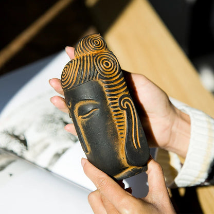 Chinese Zen Formless Buddha Head Ornament Imitation Cast Iron Figurines for Home Decor Desk Accessories Art Figurine Decoration