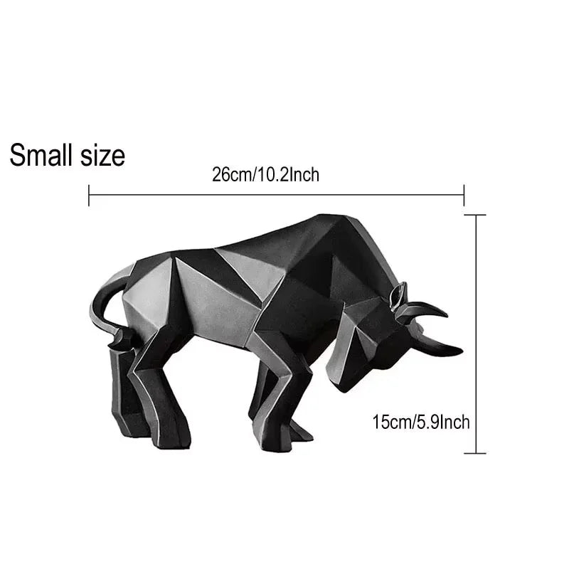 YuryFvna Morden Geometric Bull Statue Ornament Cafe Cattle Sculptures Animal Figurines Abstract Hotel Home Decoration
