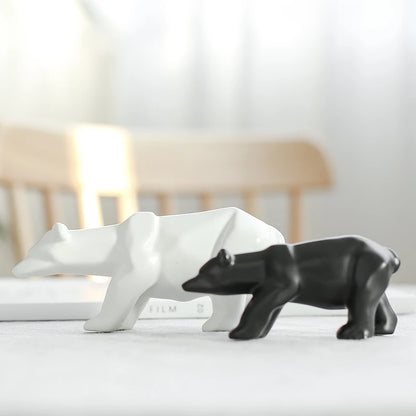 Nordic Ceramic Bear Figurine Home Decor Items Home Office Cabinet Decor Animal Sculptures & Figurines Aesthetic Room Decoration