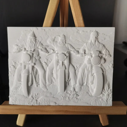 【Motorcycle Rider】Nordic Plaster Relief Painting Home Art Decorations Desktop Decoration Creative Room Luxury Decor Modern Gift